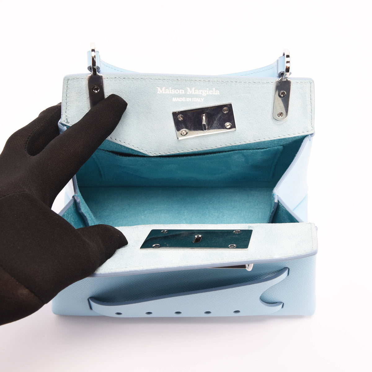 Maison Margiela Pale Blue Calfskin Small Snatched Bag
