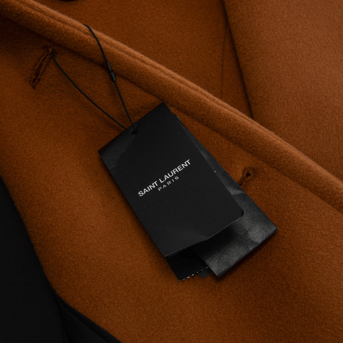 Saint Laurent Camel Wool Double Breasted Coat FR 38