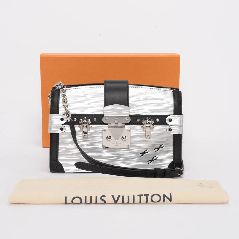 Louis Vuitton Silver & Black Epi Leather Trunk Clutch - Blue Spinach