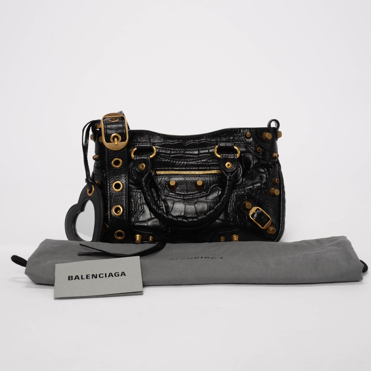 Balenciaga Black Moc Croc Small Neo Cagole Tote