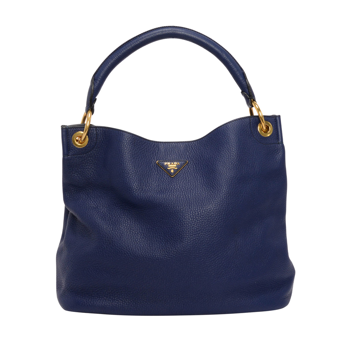 Prada Blue Vitello Daino Hobo Shoulder Bag