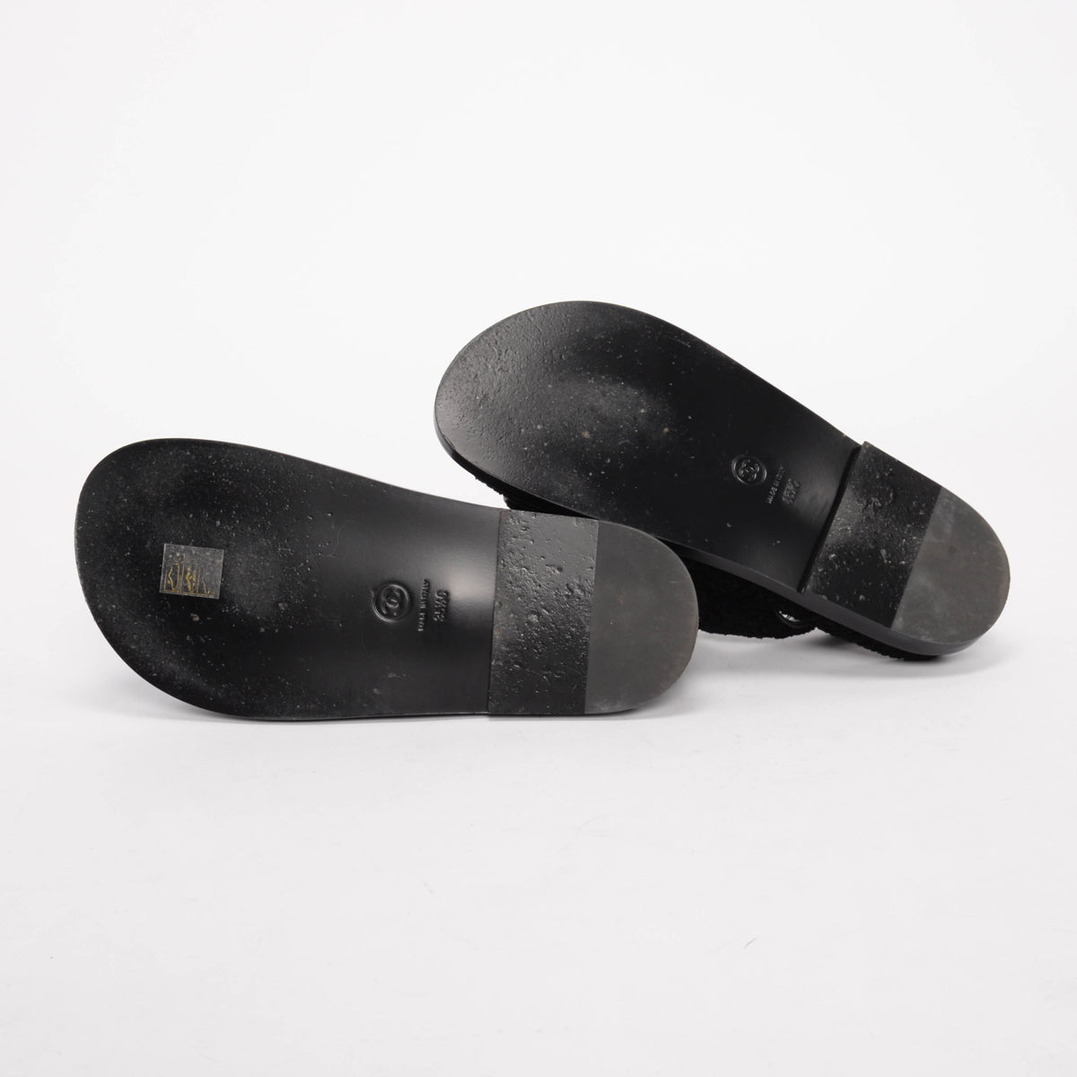 Chanel Black Tweed Gripoix CC Dad Sandals 35.5