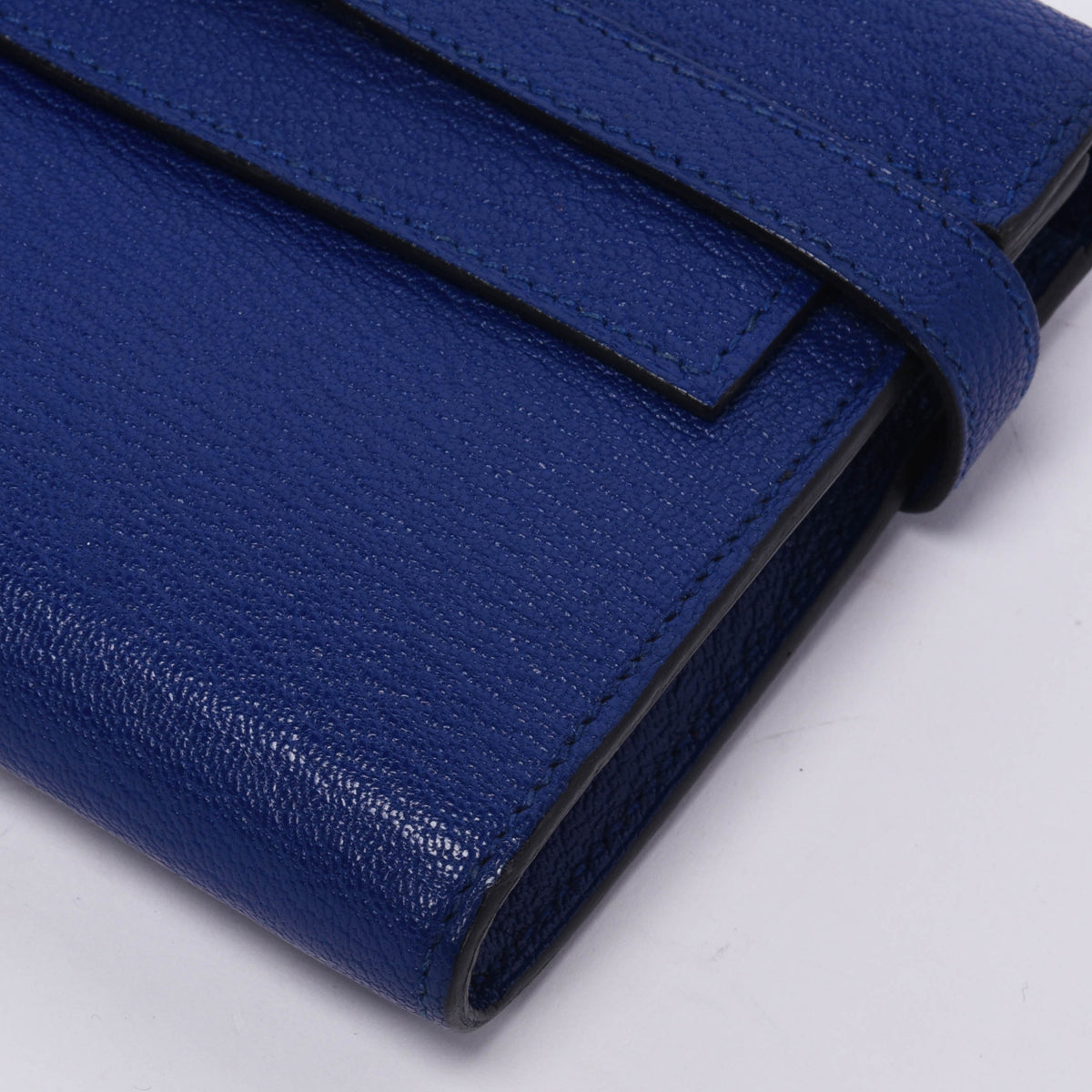 Hermes Blue Electric Chevre Mysore Kelly Wallet
