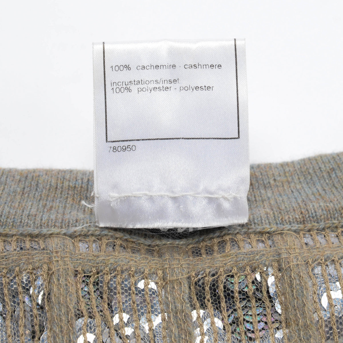 Chanel Grey Cashmere Iridescent Sequin Cardigan FR 36