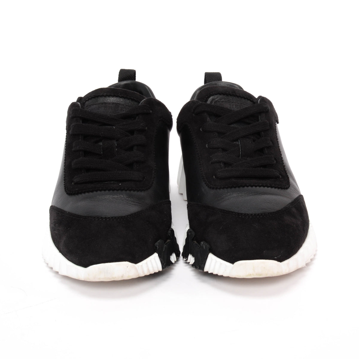 Hermes Black Leather & Suede Bouncing Sneakers 38