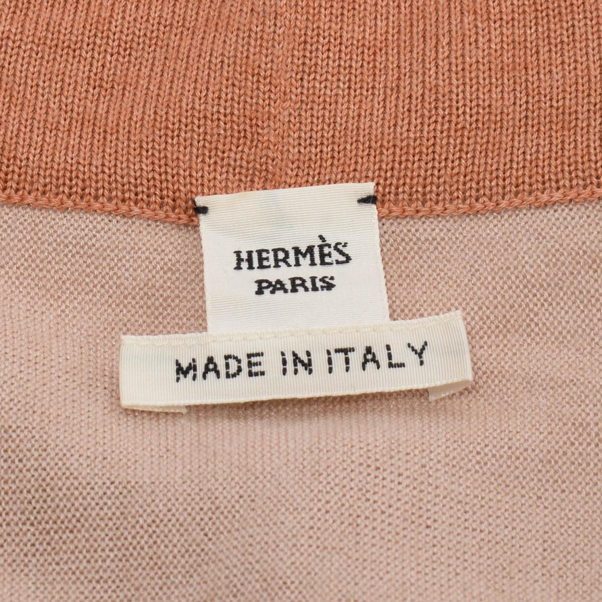 Hermes Nude Clic Clac a Pois Long Twillaine Cardigan FR 46