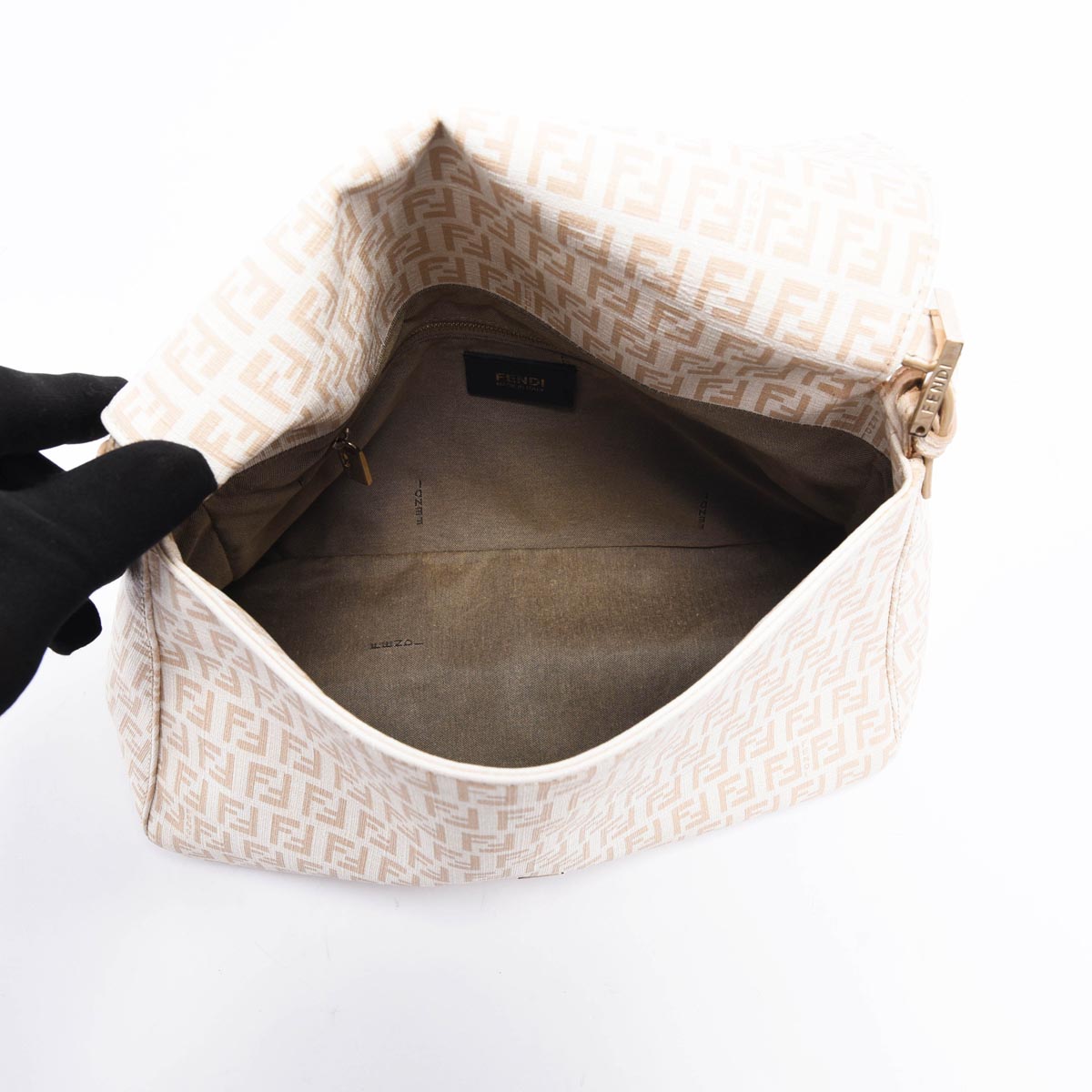 Fendi White Zucchino Canvas Mamma Baguette Bag