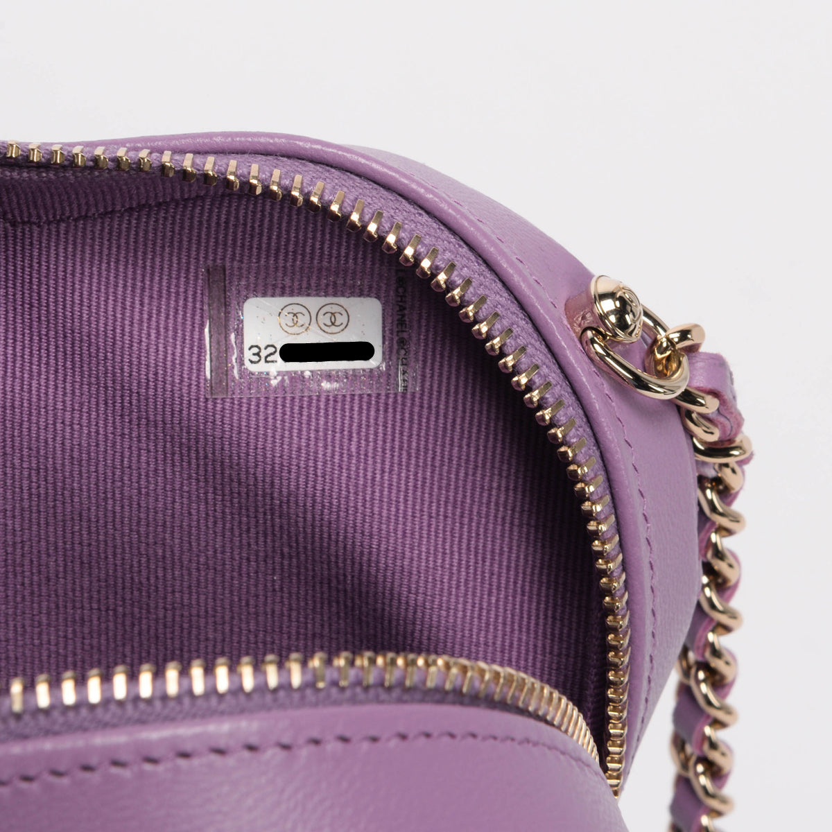 Chanel Purple Quilted Lambskin Small Heart Clutch With Chain