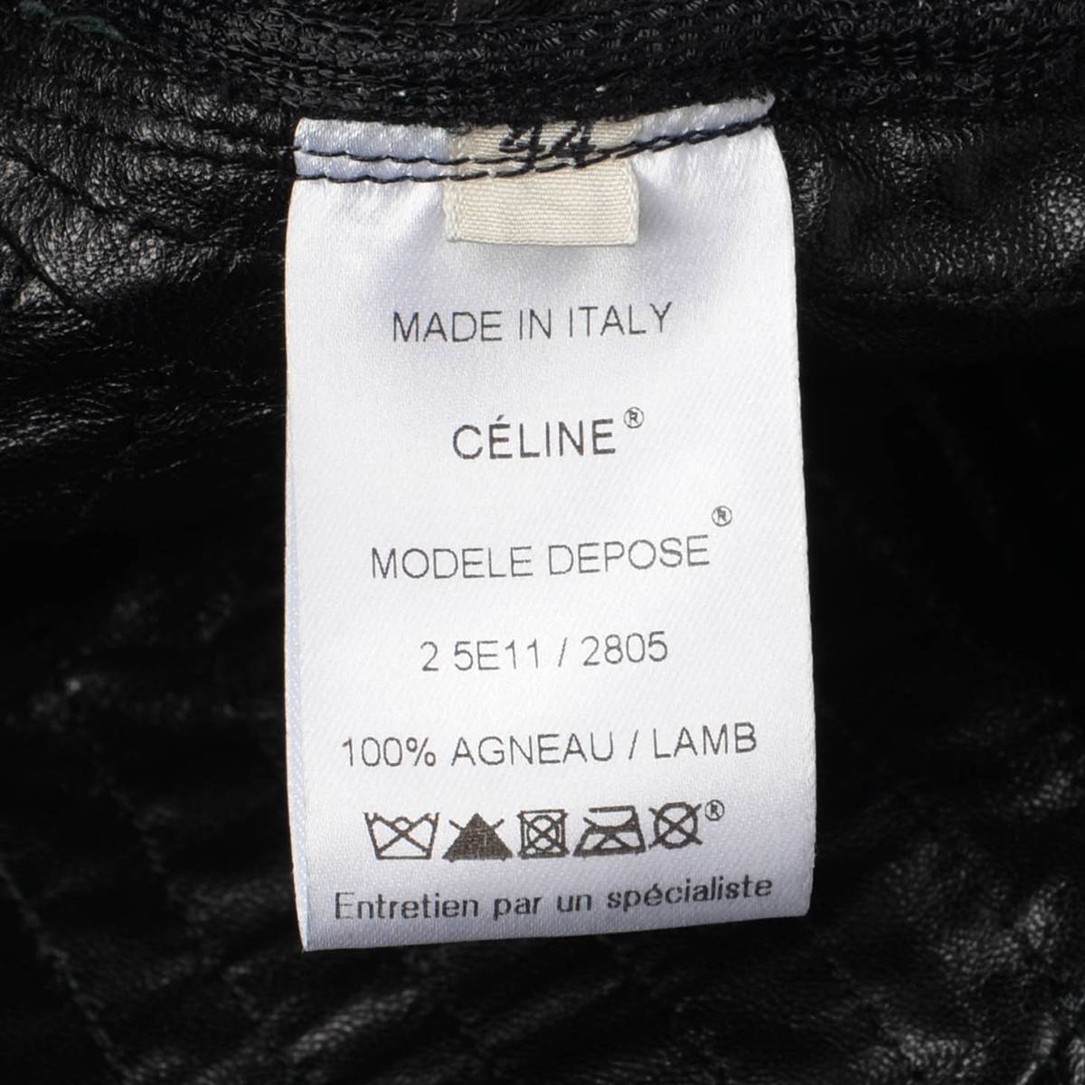 Celine Black Lambskin Quilted Peplum Jacket FR 44