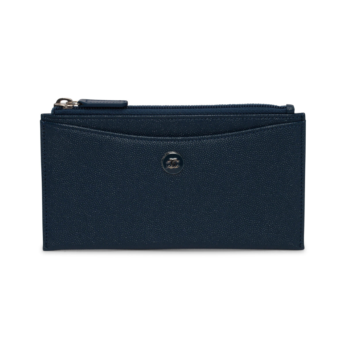 Chanel Teal Quilted Caviar CC Zip Pouch Wallet