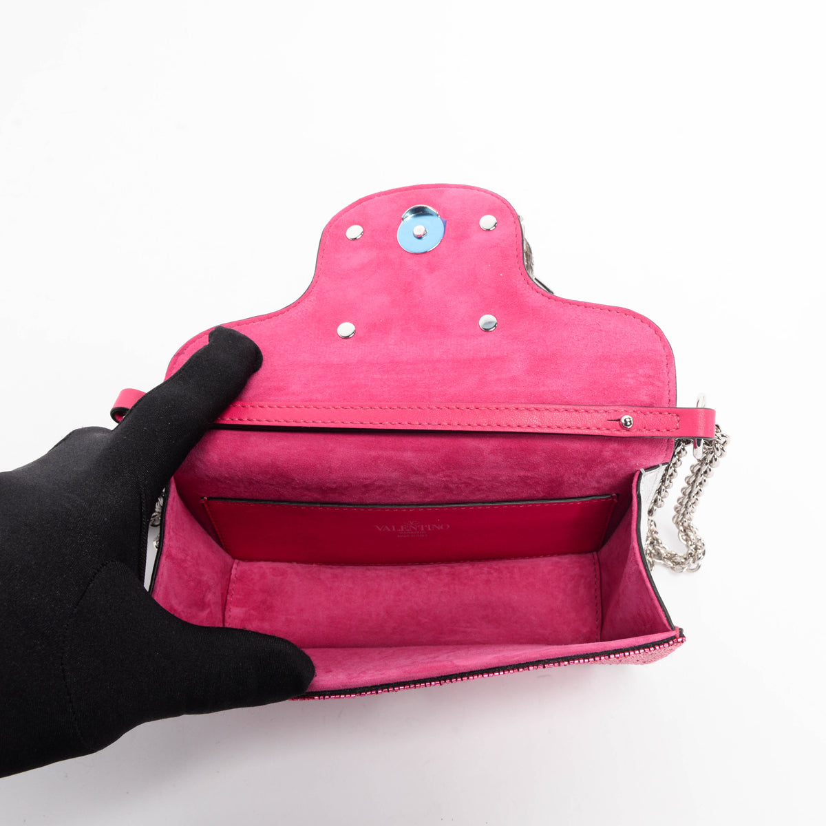 Valentino Pink Crystal Embellished Small Loco Bag