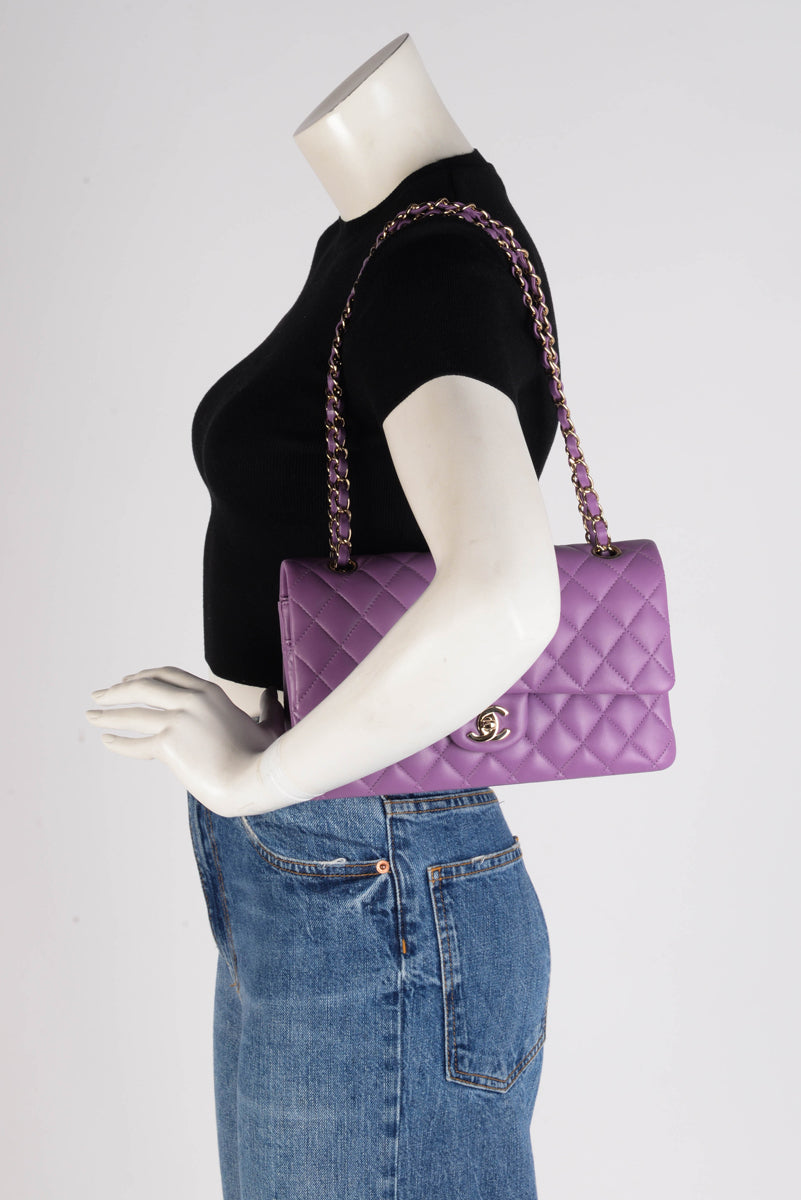 Chanel Purple Quilted Lambskin Medium Classic Flap Bag