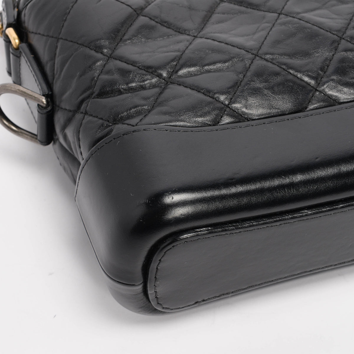 Chanel Black Aged Quilted Calfskin Small Gabrielle Hobo Bag