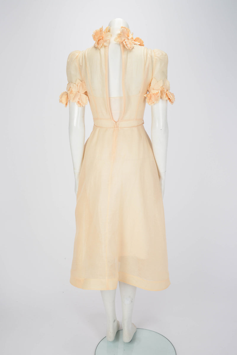 Zimmermann Cream Luminosity Liftoff Flower Midi Dress OP