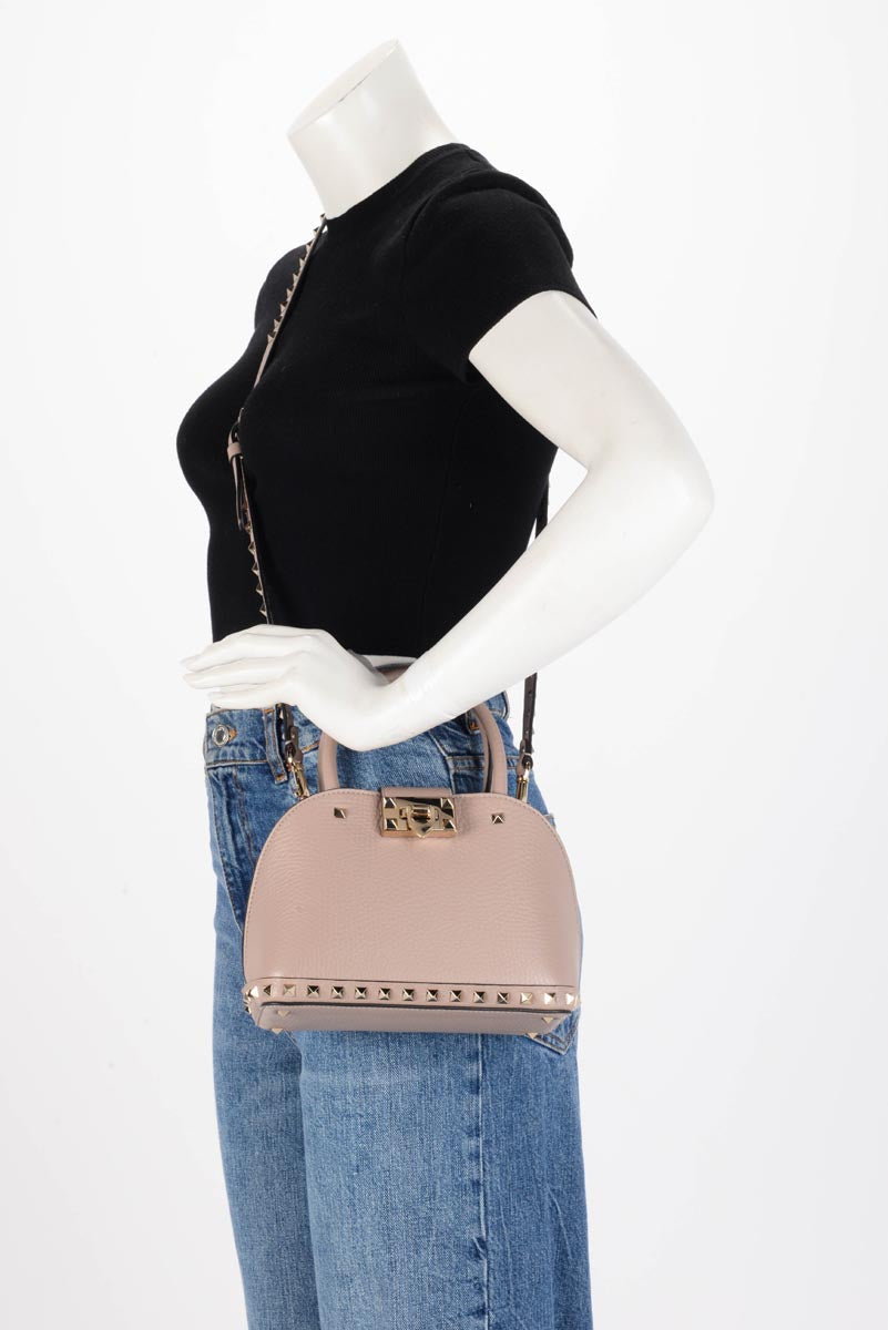 Valentino Poudre Grainy Calfskin Small Rockstud Bag