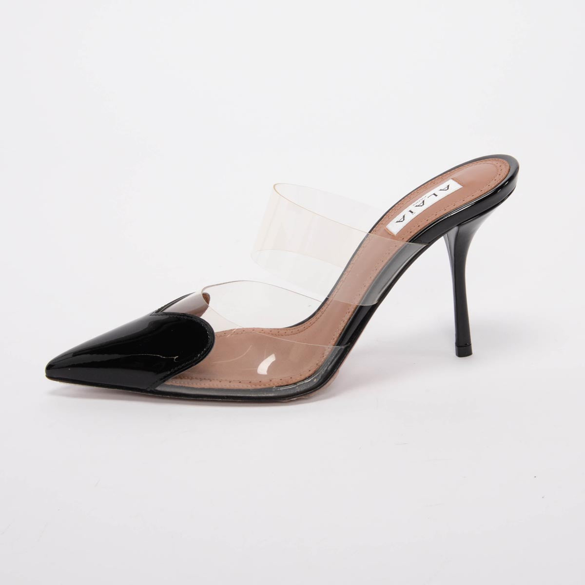 Alaia Black Patent Le Coeur Mules 37
