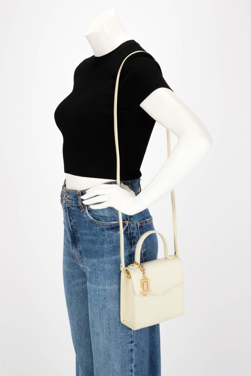 YSL Cream Leather Logo Charm Mini Bag