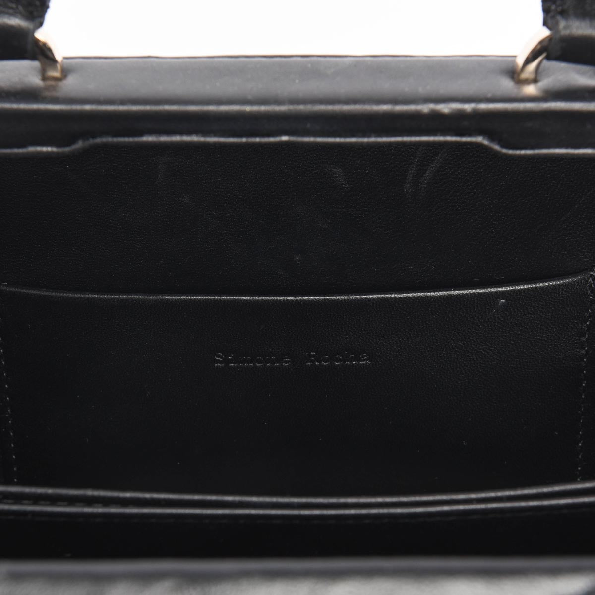 Simone Rocha Black Lambskin Mini Handheld Case With Pearl Strap