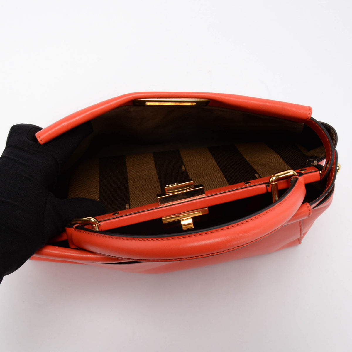 Fendi Orange Nappa Medium Peekaboo Tote