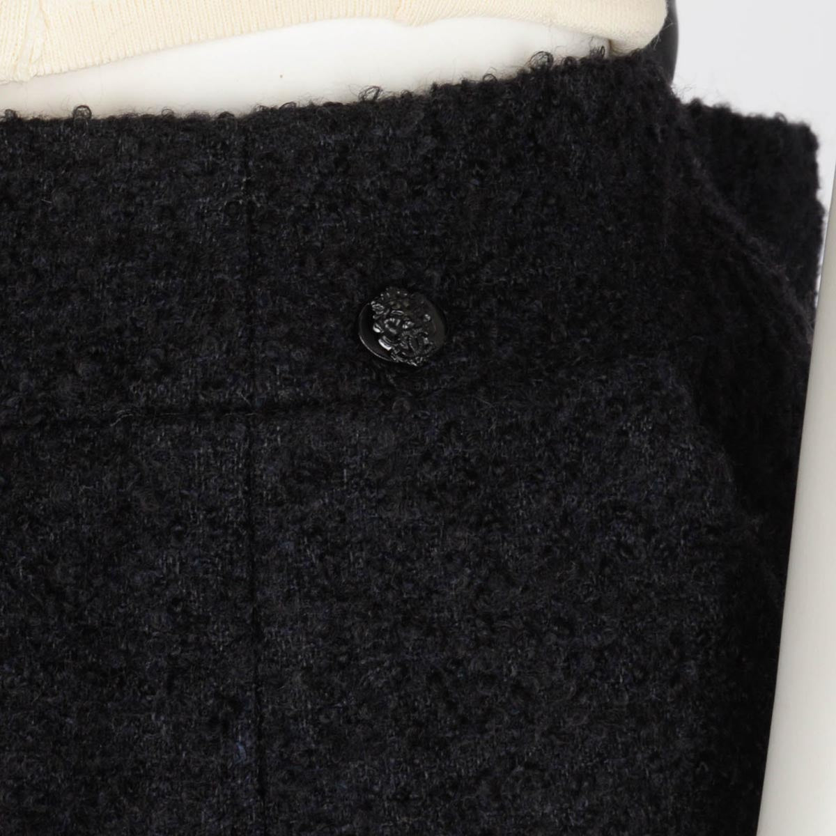 Chanel Black Boucle Pencil Skirt FR 50