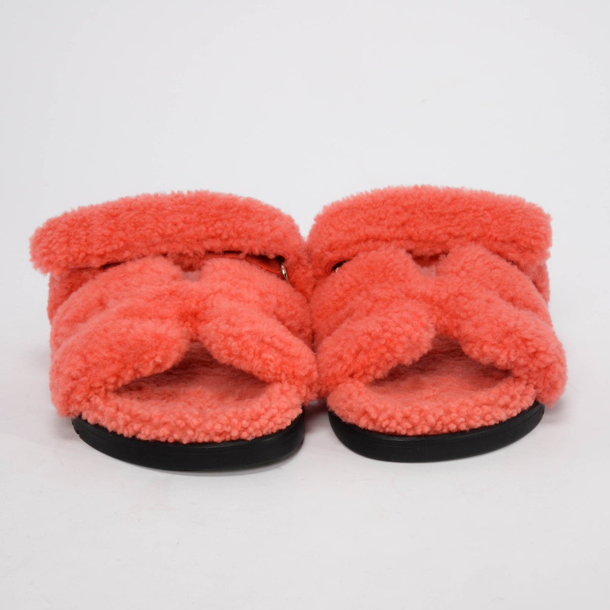 Hermes Rose du Désert Shearling Chypre Sandals 38