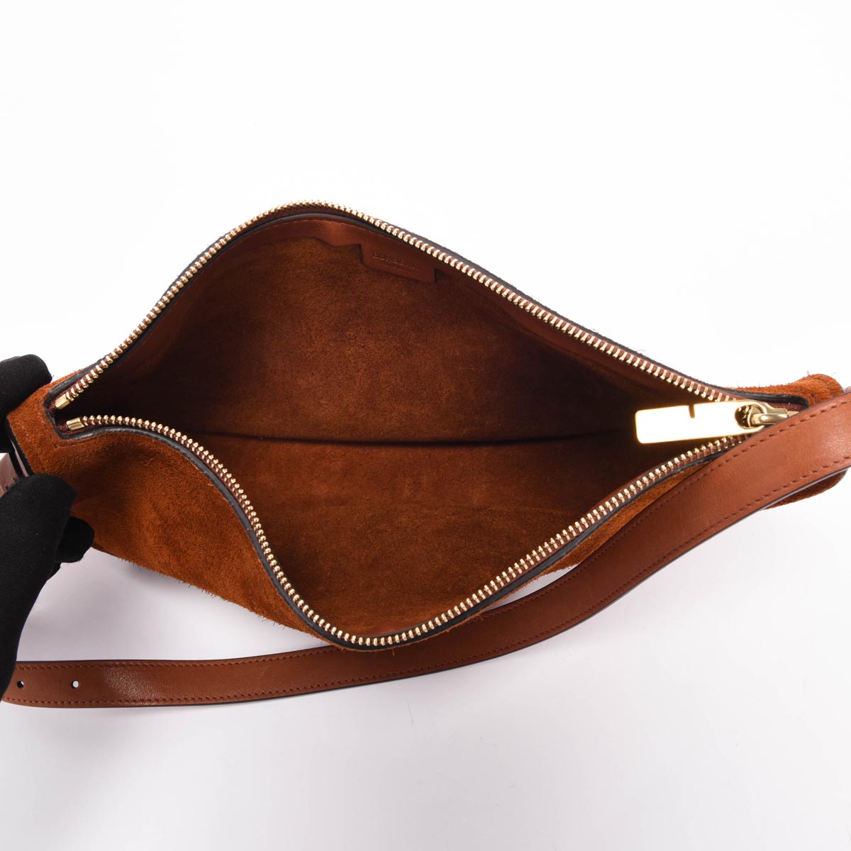 Burberry Tobacco Suede Shield Sling Bag