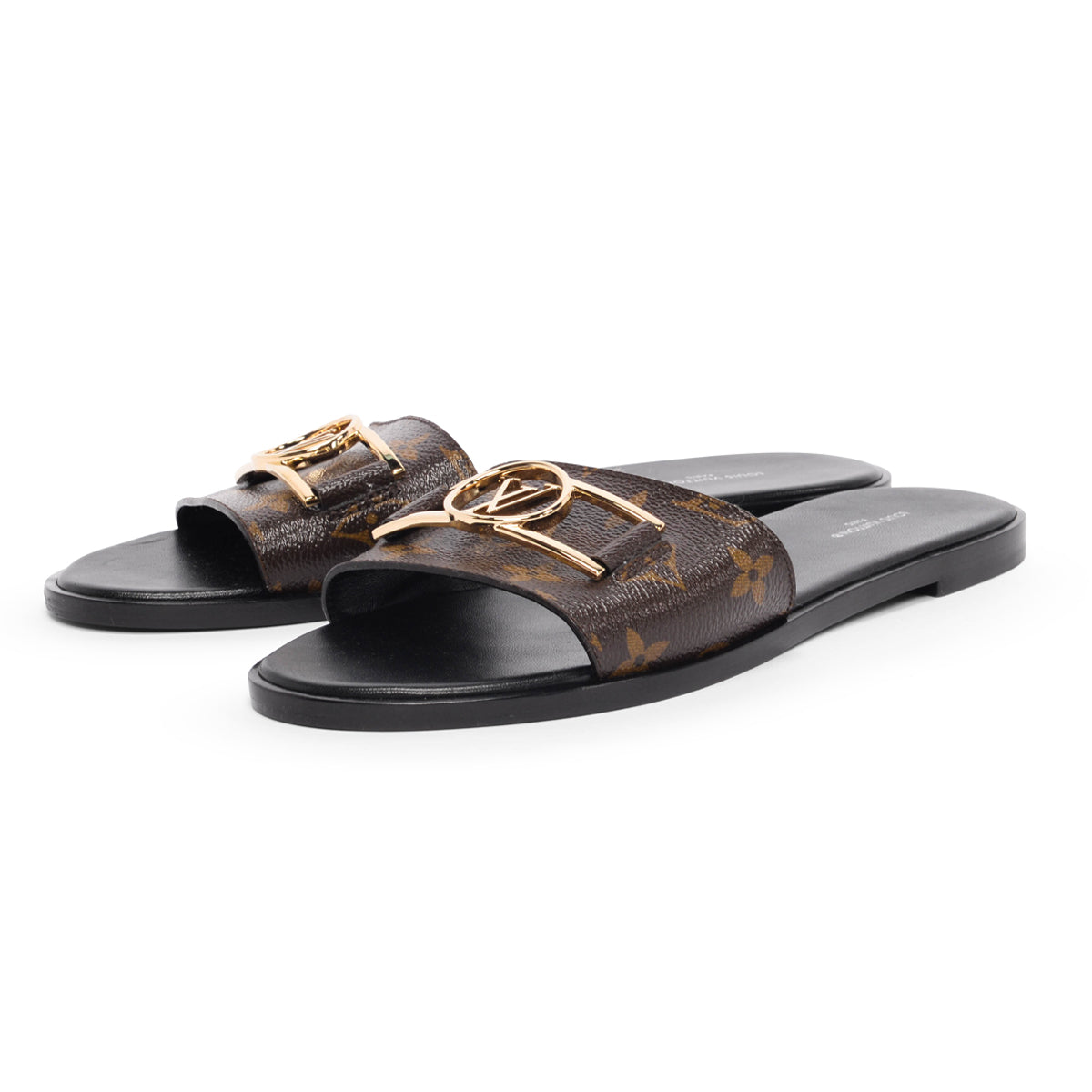 Louis Vuitton Black Monogram Lock It Flat Mules 40