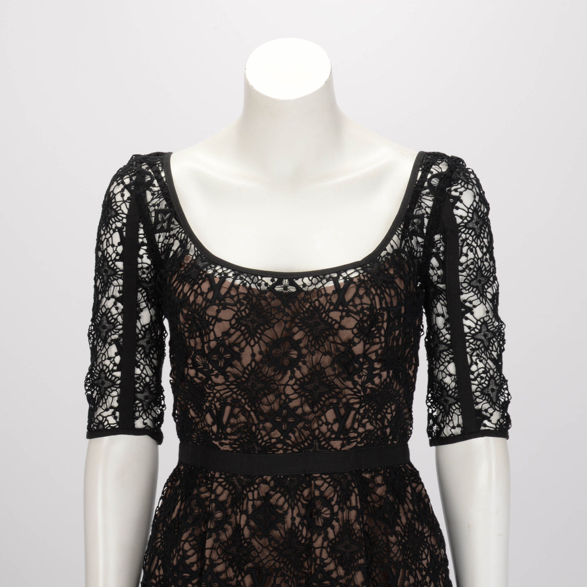 Louis Vuitton Black Monogram Lace Dress FR 40