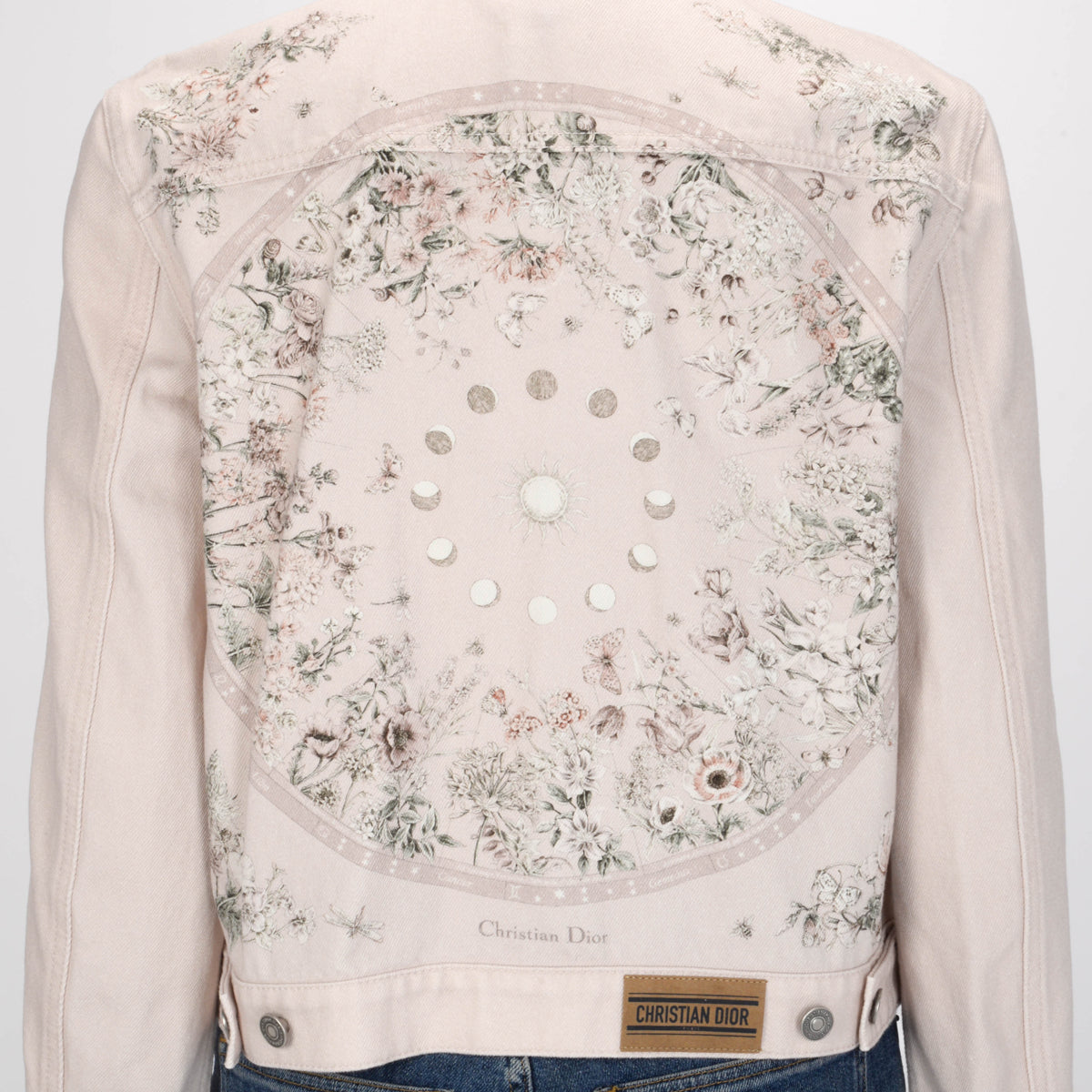 Dior Pink Denim Astral Flowers Jacket FR 40