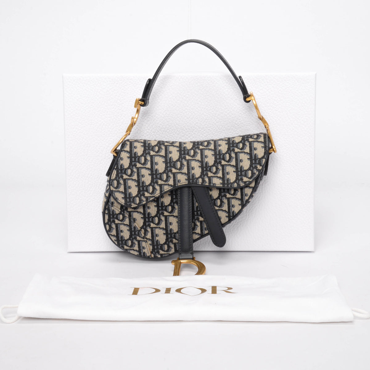 Dior Blue Oblique Canvas Mini Saddle Bag