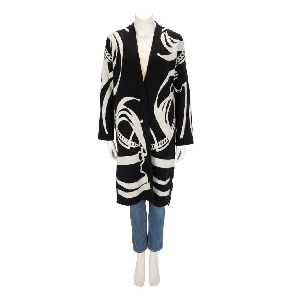 Hermes Black Cashmere Promenade du Matin Long Cardigan FR 34