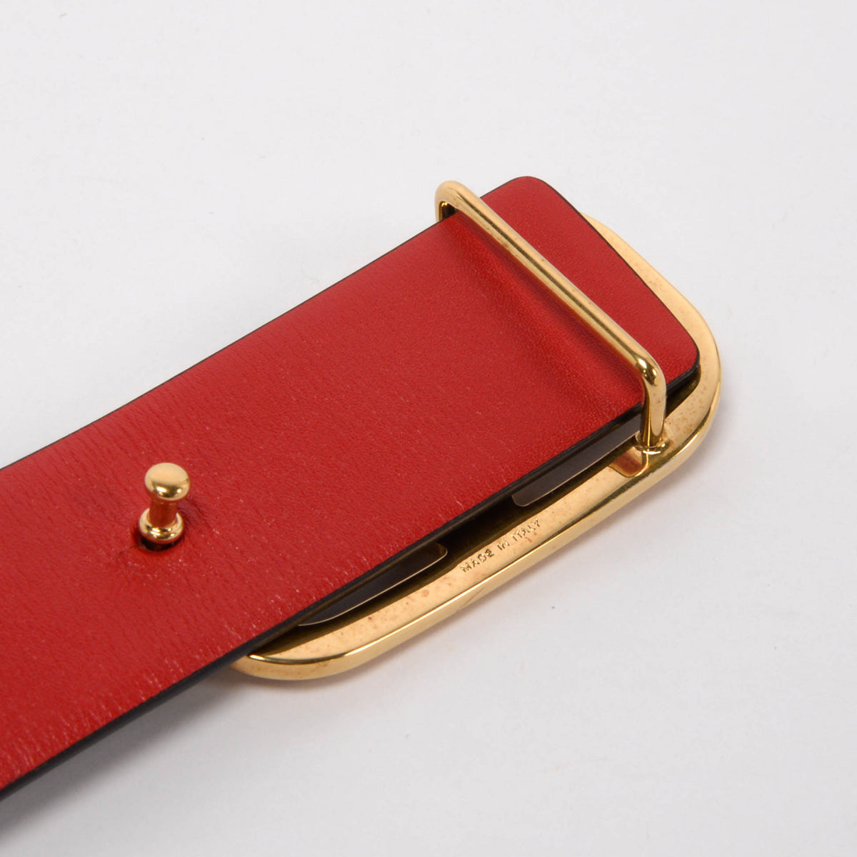 Valentino Red & Burgundy Glossy Calfskin Vlogo Reversible Belt