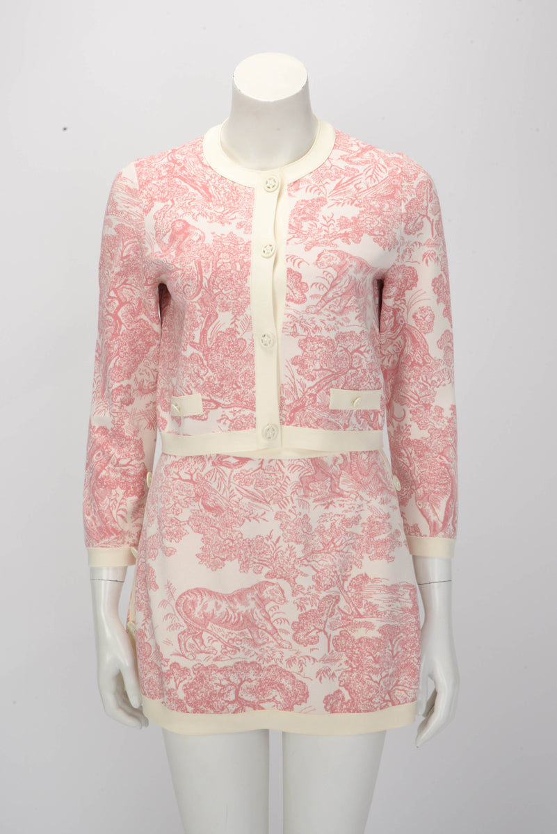 Dior Pink Toile de Jouy Sauvage Dioriviera Mini Skirt FR 36