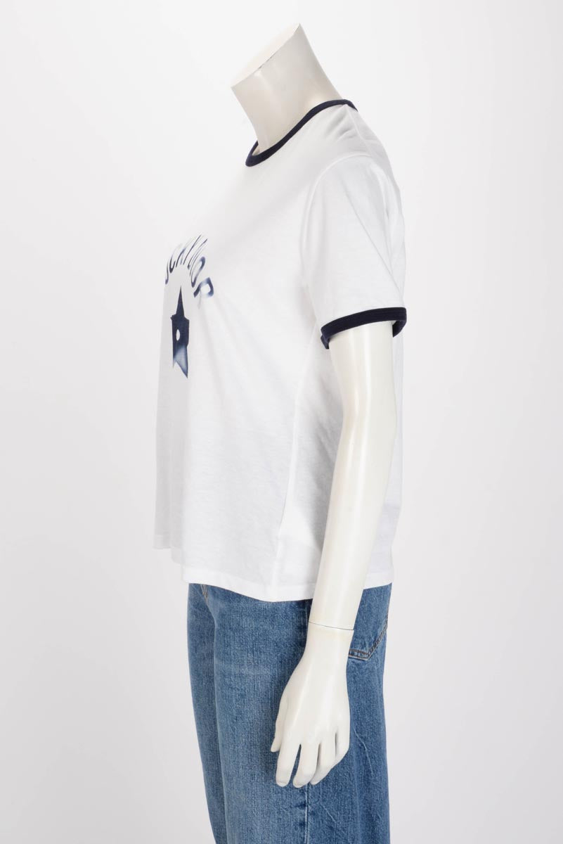 Dior White & Navy Cotton Lucky Dior Logo T-Shirt L