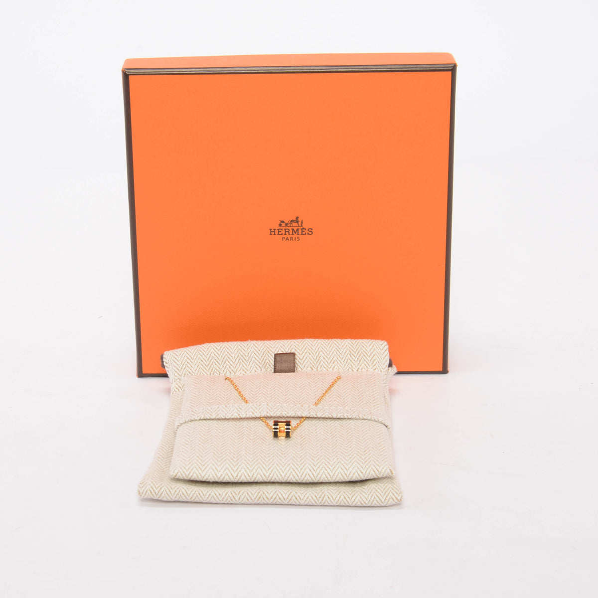 Hermes Black Enamel & Gold Mini Pop H Necklace