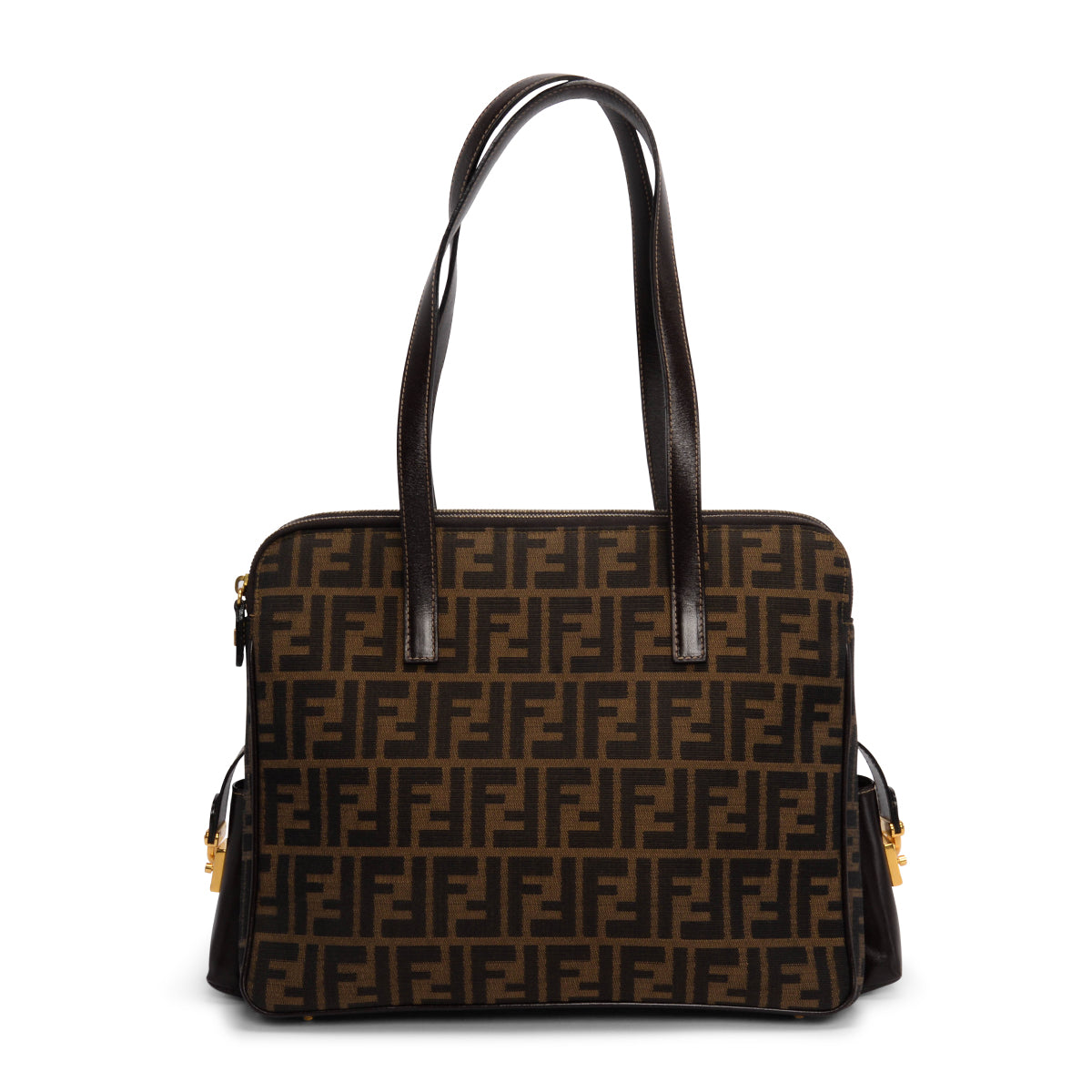 Fendi Tobacco Zucca Double Zip Tote