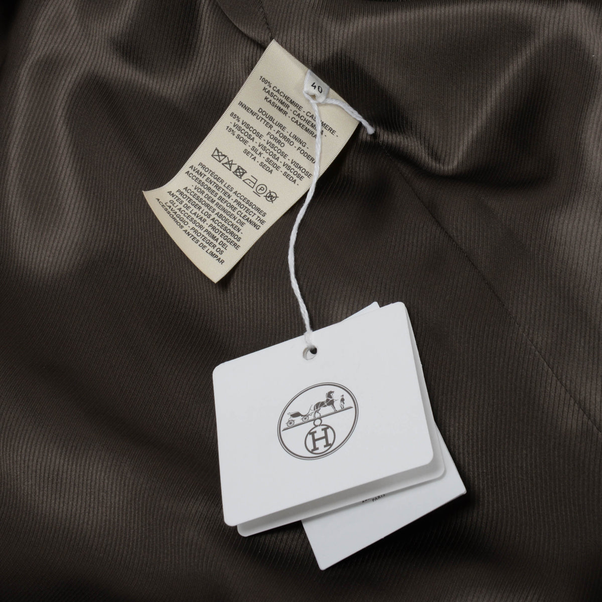 Hermes Etoupe Cashmere Long Coat FR 40