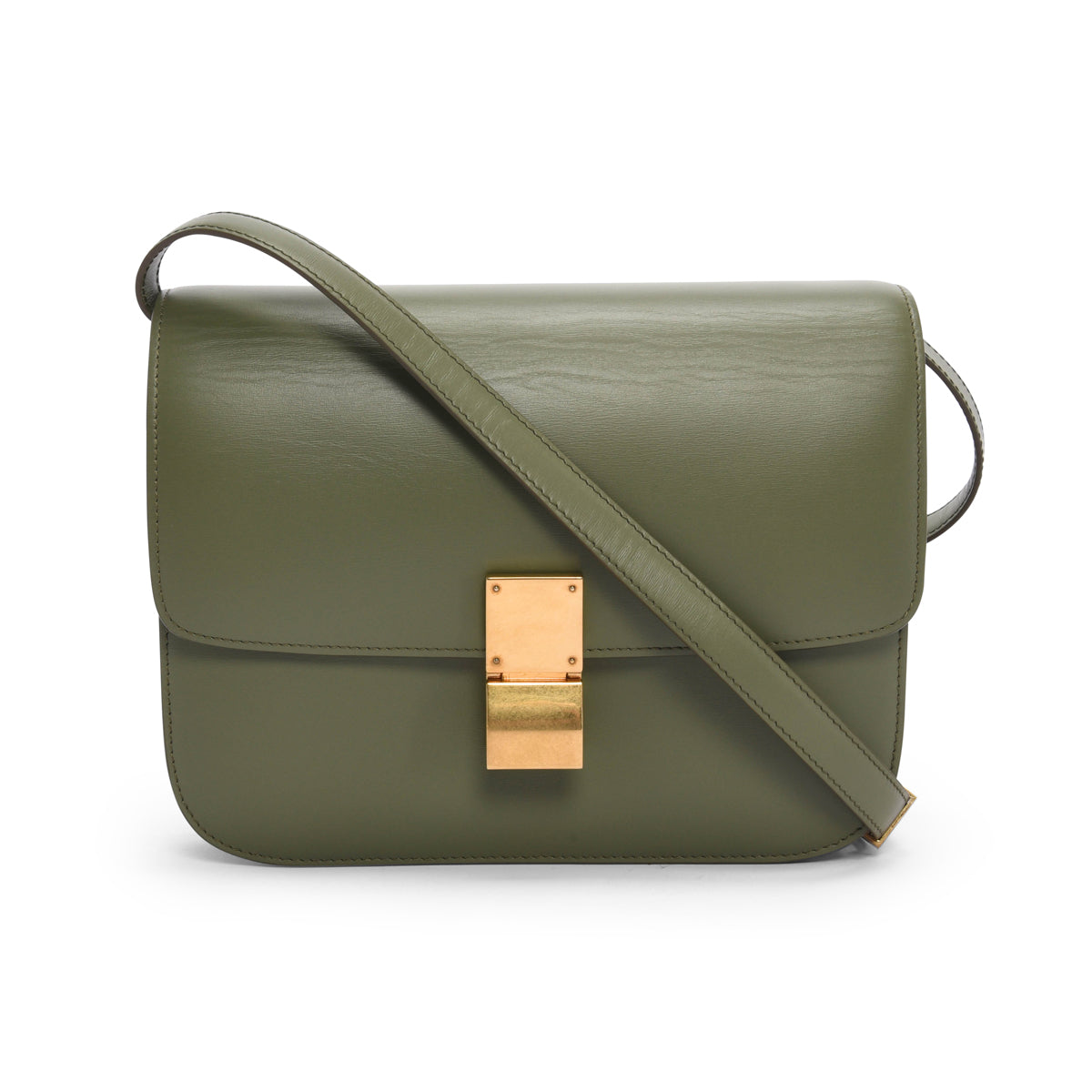 Celine Khaki Box Calf Classic Box Bag