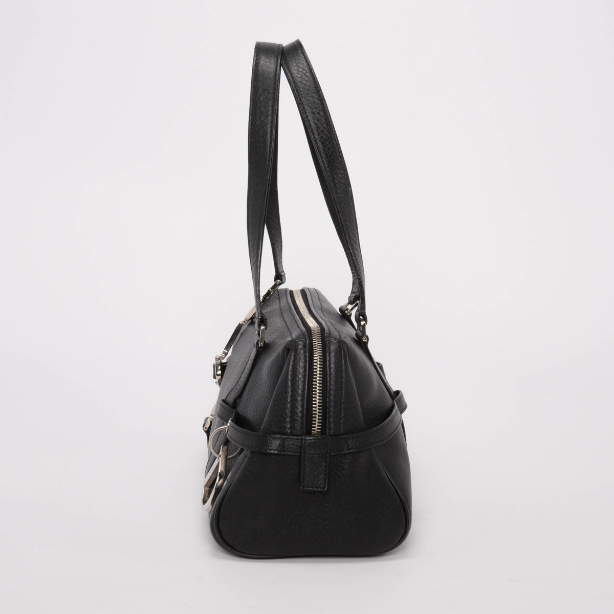Dior Black Grained Calfskin D-Charm Bowler Bag