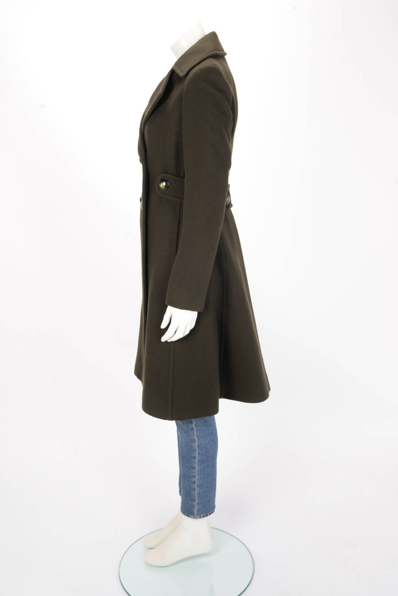 Stella McCartney Olive Wool Melton D.B. Coat IT 42