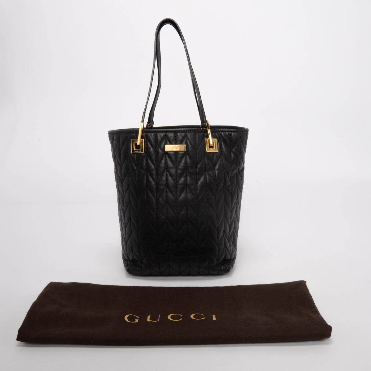 Gucci Black Matelasse Bucket Tote