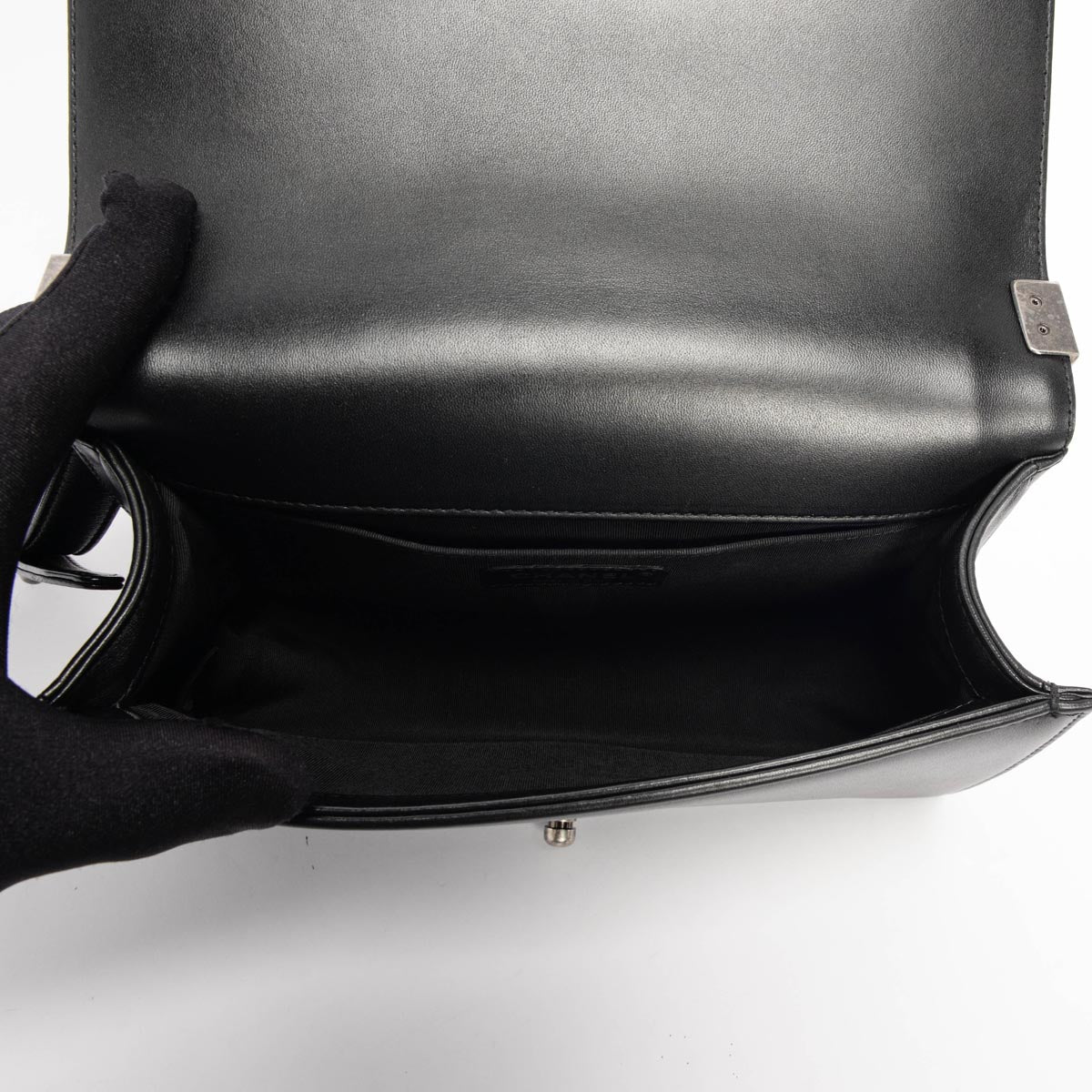 Chanel Black Quilted Lambskin Medium Boy Bag