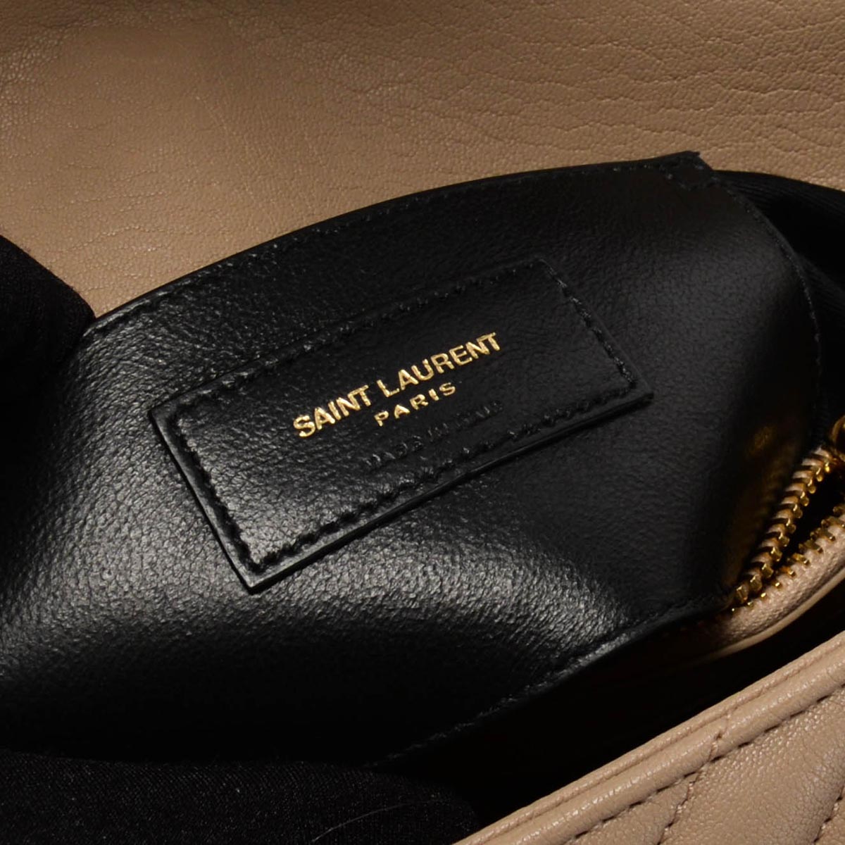 Saint Laurent Beige Chevron Calfskin Medium College Bag