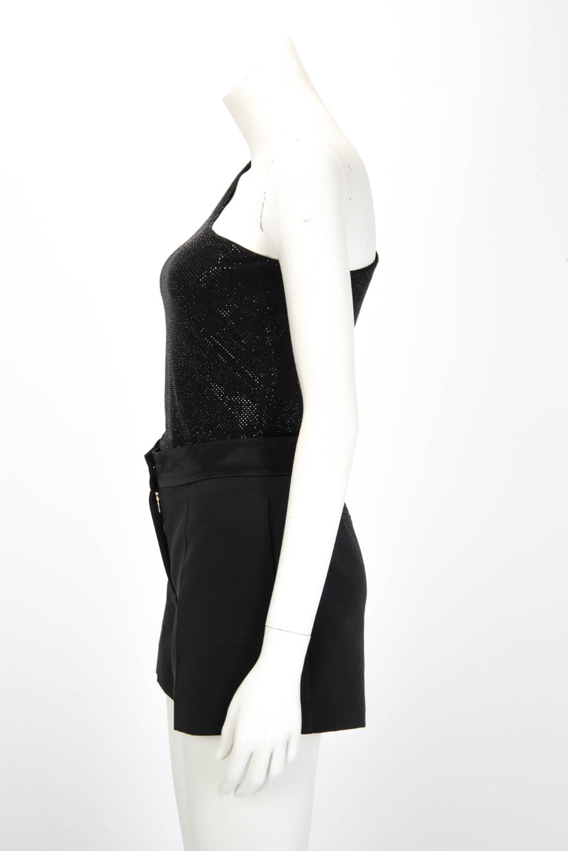 Alexandre Vauthier Black Crystal One Shoulder Bodysuit IT 42