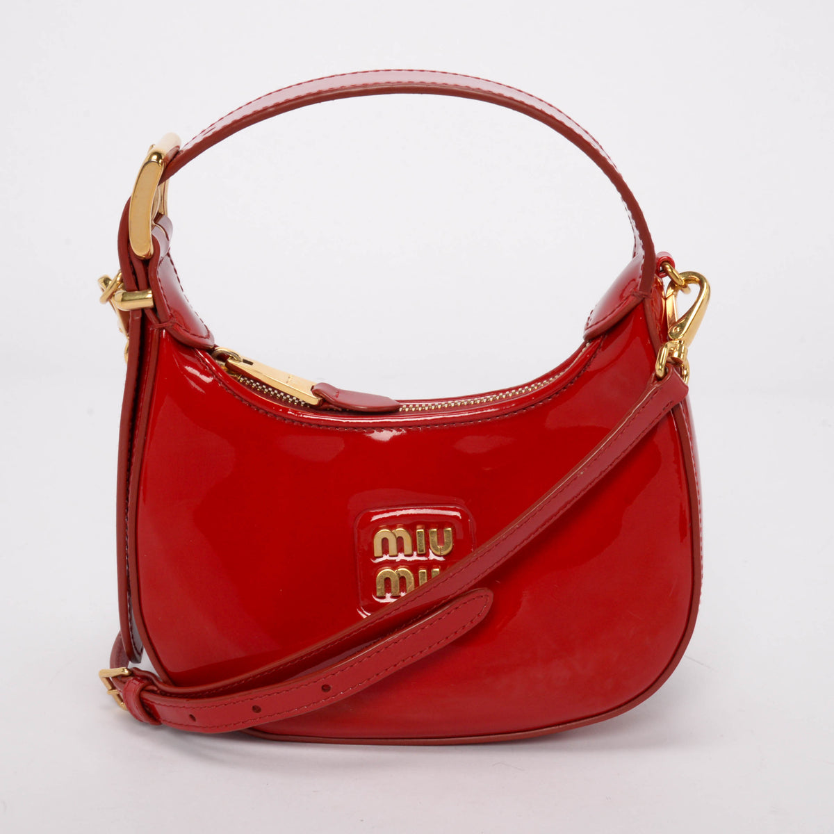 Miu Miu Red Patent Mini Hobo Bag