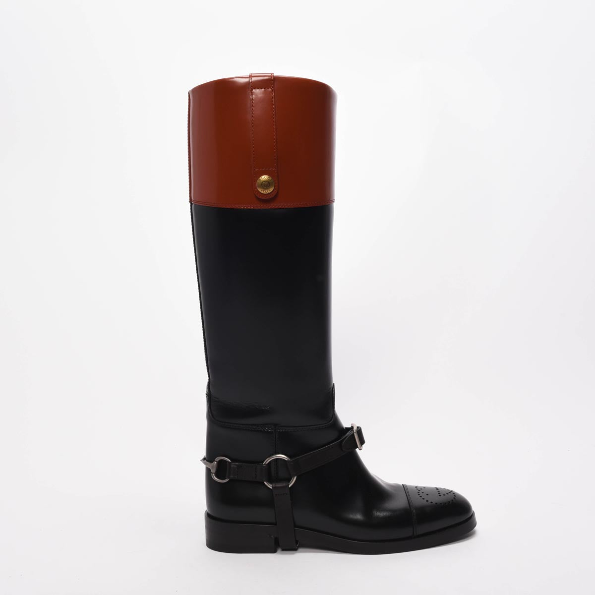 Gucci Black & Amber Calfskin Zelda Harness Boots 36.5