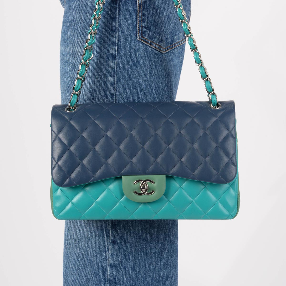 Chanel Tri-Colour Lambskin Jumbo Double Flap Bag