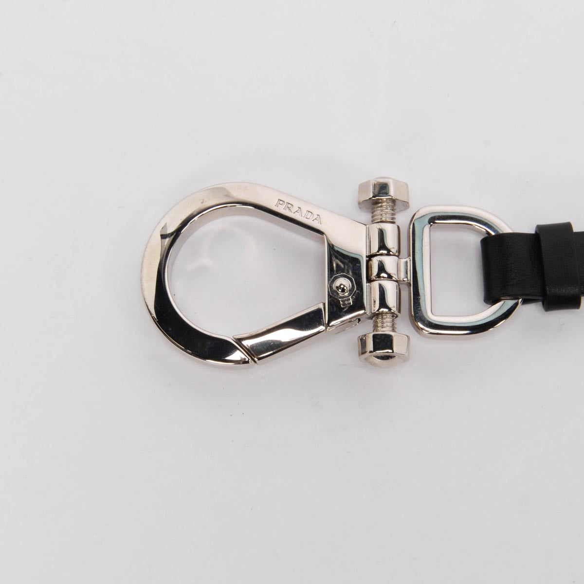 Prada Black Leather Harness Buckle Belt