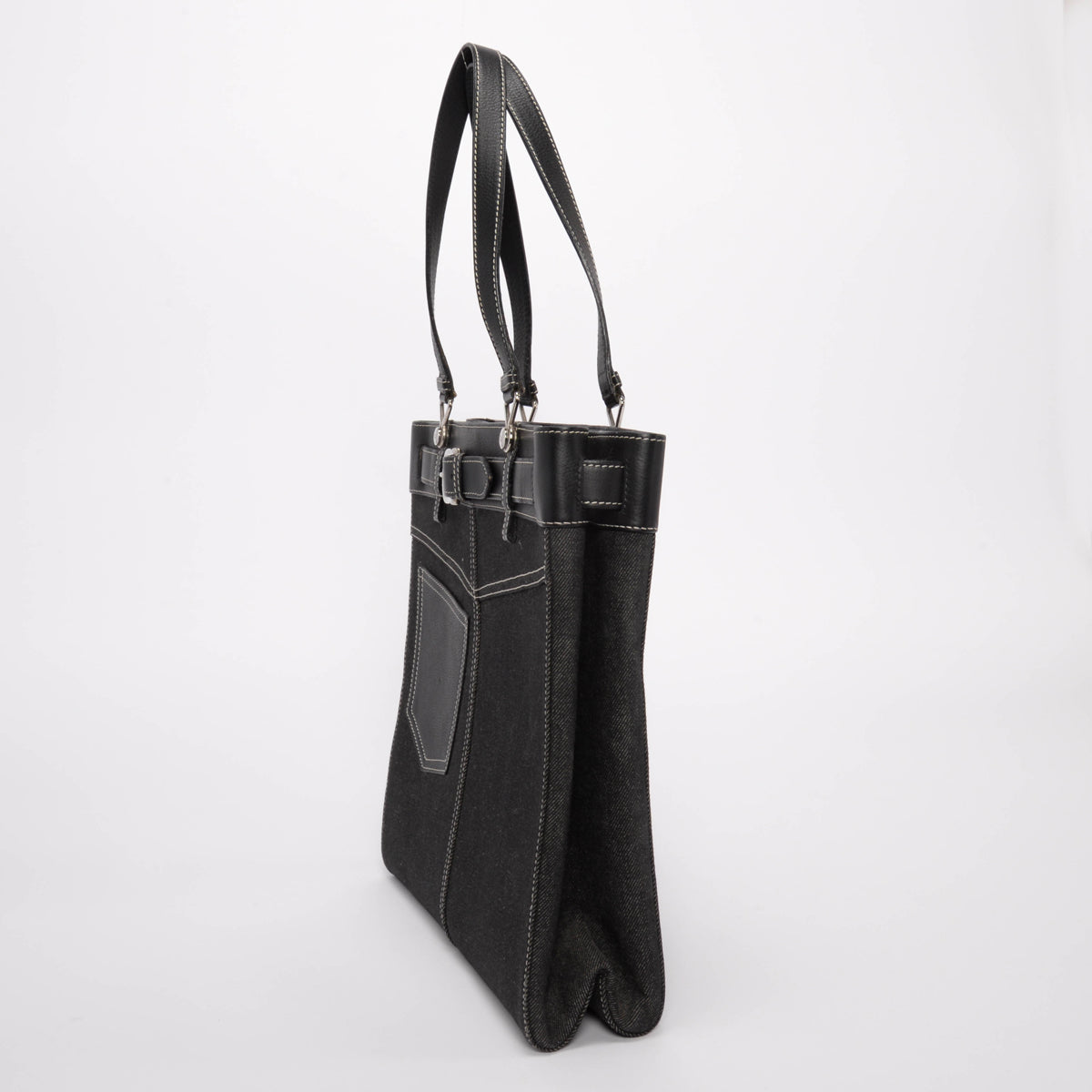 Dior Black Denim & Calfskin Belt Everyday Bag
