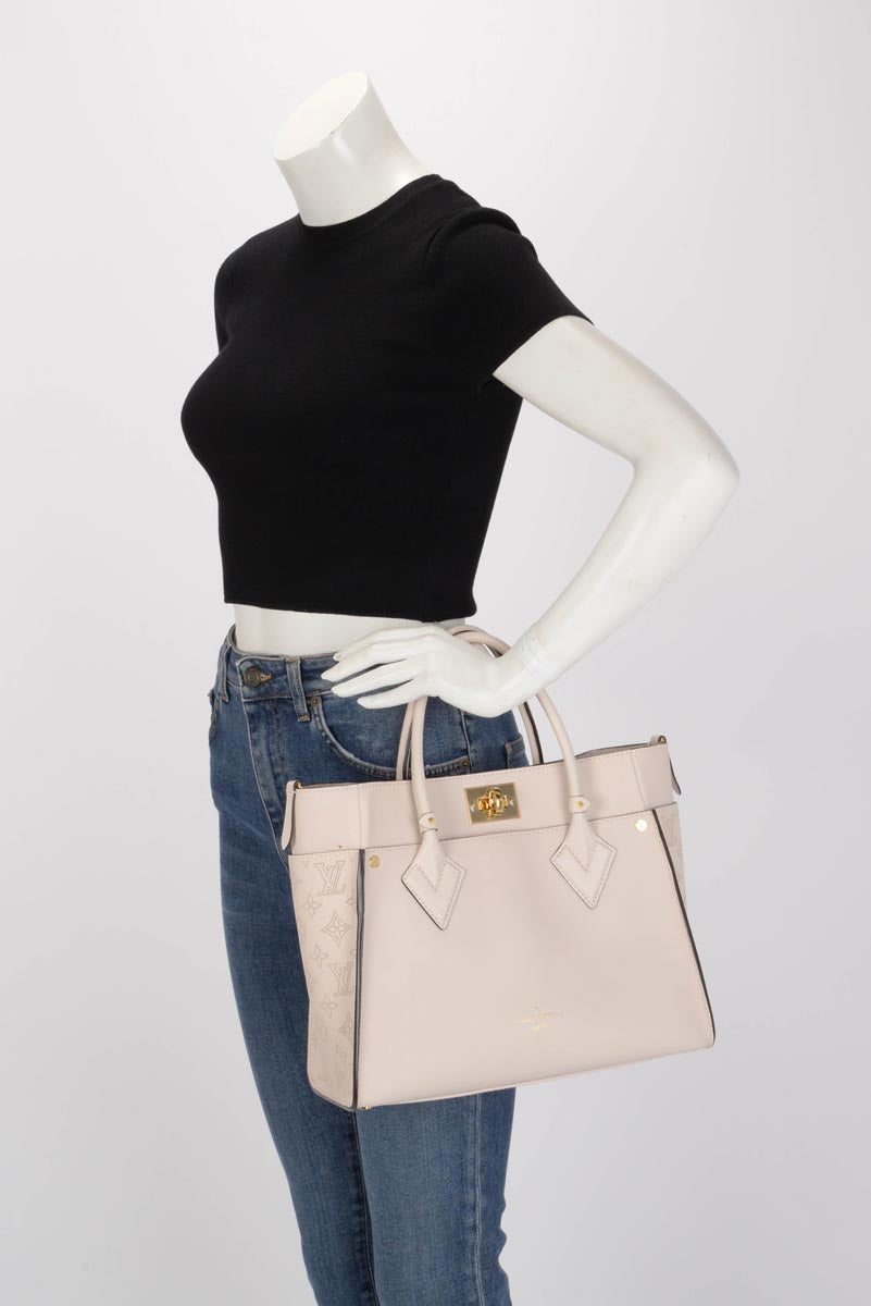 Louis Vuitton Greige Mahina Calfskin On My Side MM
